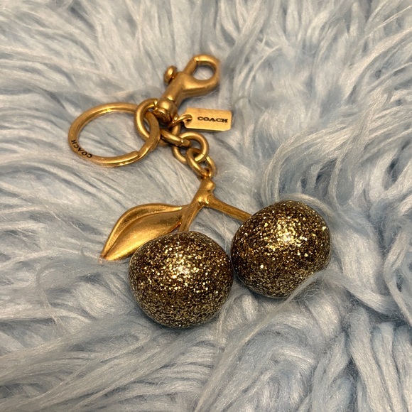 Coach Accessories - Coach Glittering Gold Cherry Keychain bag charm